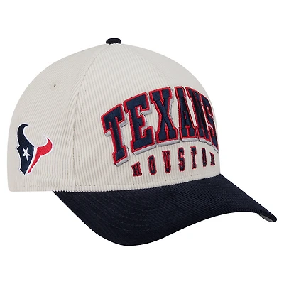 Casquette ajustable New Era 9FORTY A-Frame en velours côtelé bicolore crème/bleu marine pour homme des Houston Texans