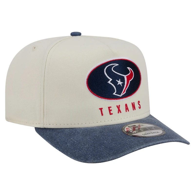 Men's New Era  Cream/Navy Houston Texans Washed A-Frame 9FIFTY Snapback Hat