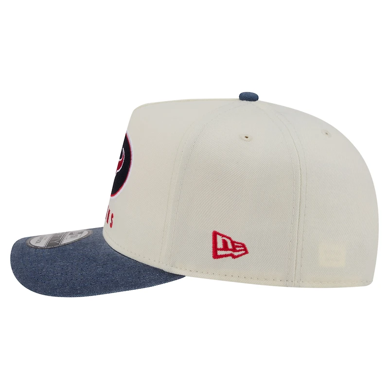 Men's New Era  Cream/Navy Houston Texans Washed A-Frame 9FIFTY Snapback Hat