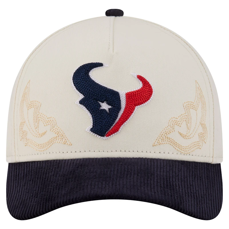 Casquette western New Era 9FORTY à monture A ajustable, crème/marine, Houston Texans, pour homme