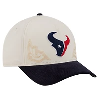 Men's New Era  Cream/Navy Houston Texans Western 9FORTY A-Frame Adjustable Hat