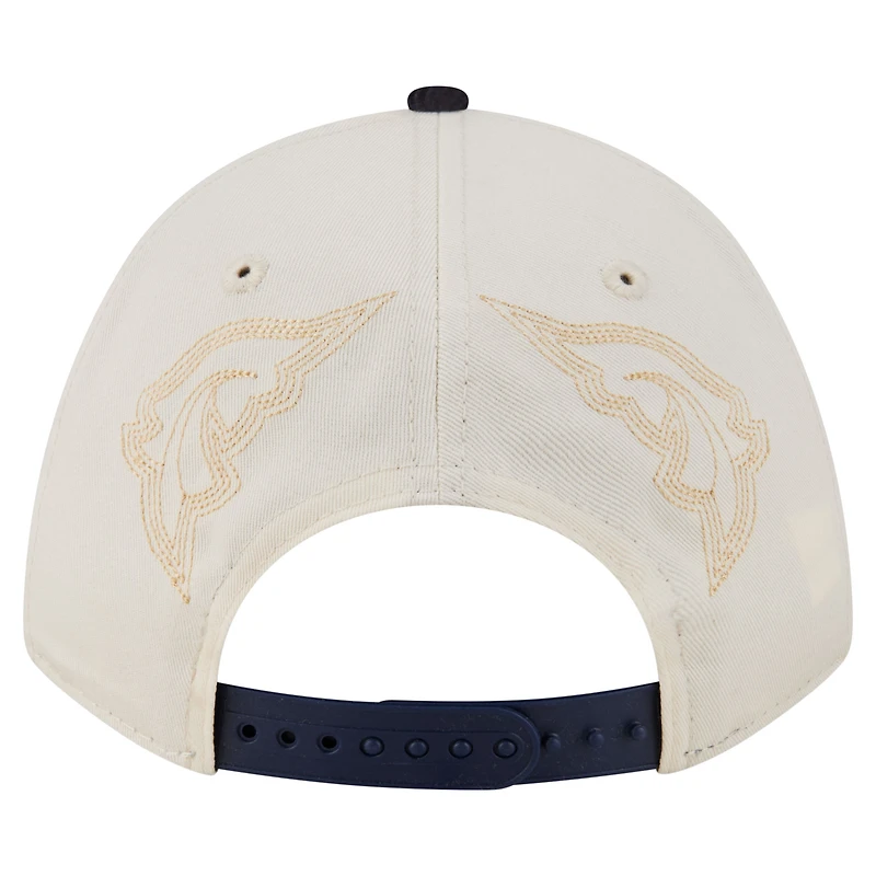 Men's New Era  Cream/Navy Houston Texans Western 9FORTY A-Frame Adjustable Hat