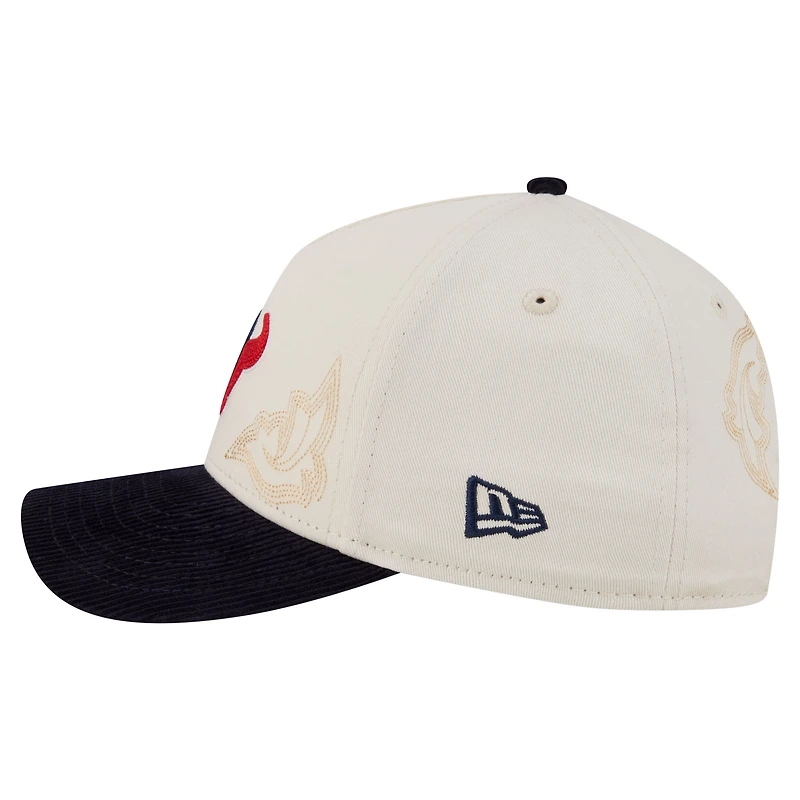 Men's New Era  Cream/Navy Houston Texans Western 9FORTY A-Frame Adjustable Hat