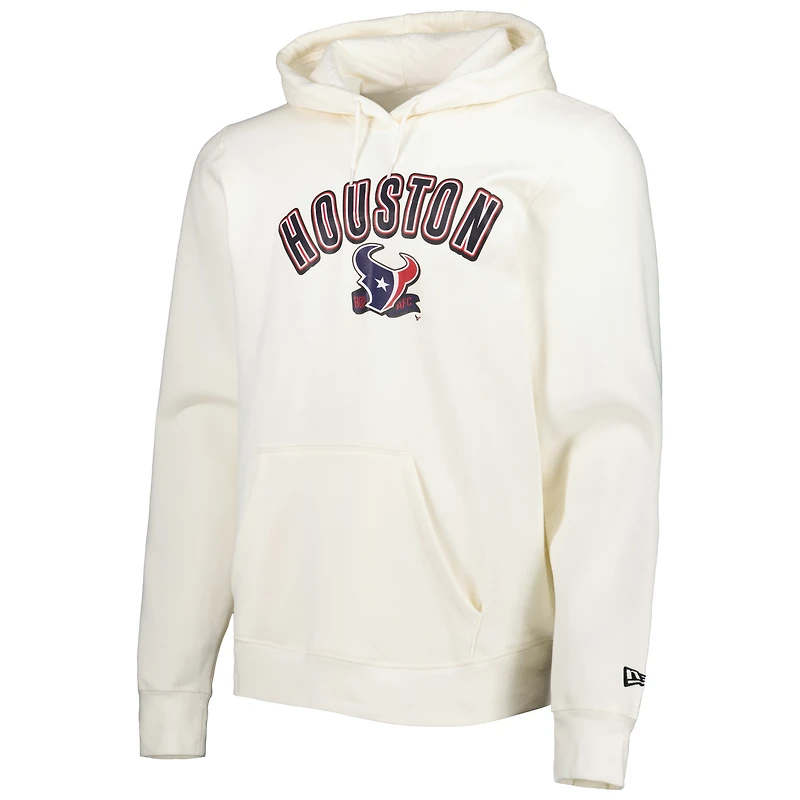 Men's New Era Cream Houston Texans Sideline Chrome Pullover Hoodie