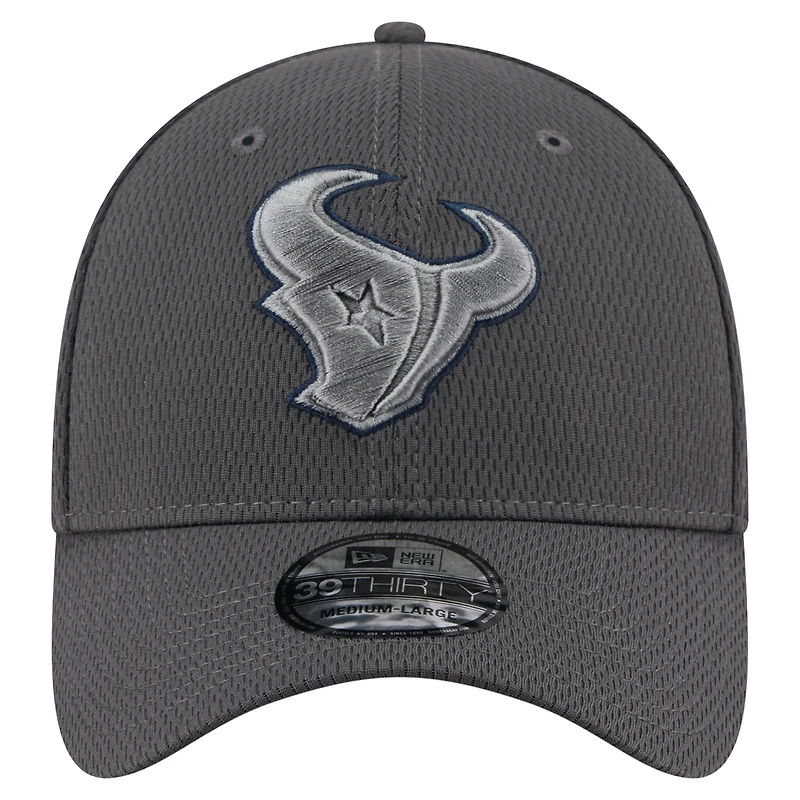 Casquette New Era Graphite Houston Texans Main 39THIRTY Flex pour homme