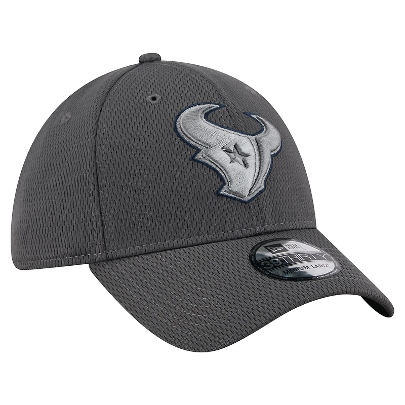 Casquette New Era Graphite Houston Texans Main 39THIRTY Flex pour homme