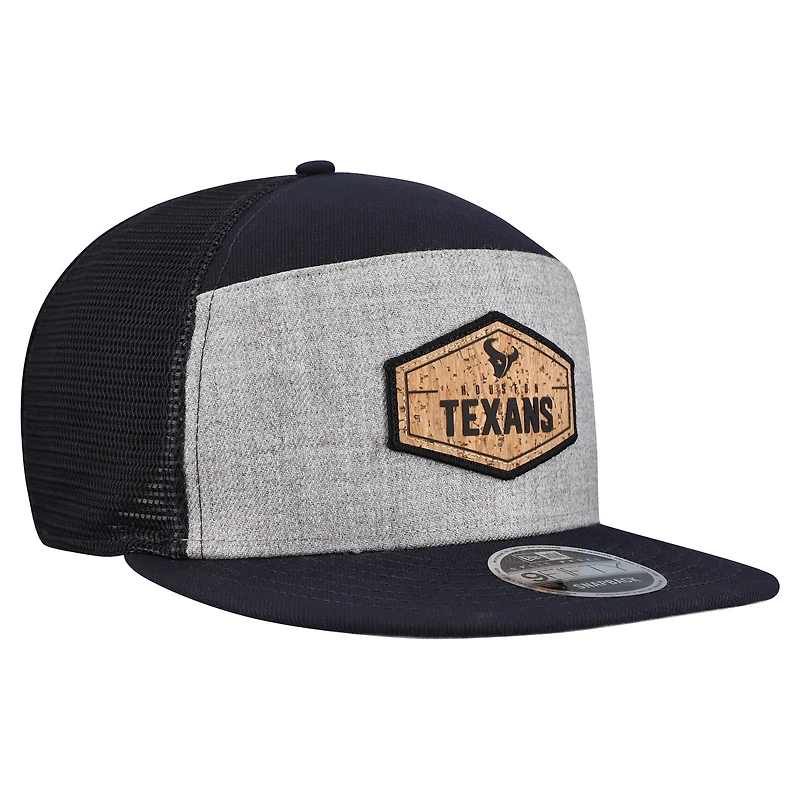 Men's New Era  Gray/Navy Houston Texans Cork Split Panel 9FIFTY Trucker Snapback Hat
