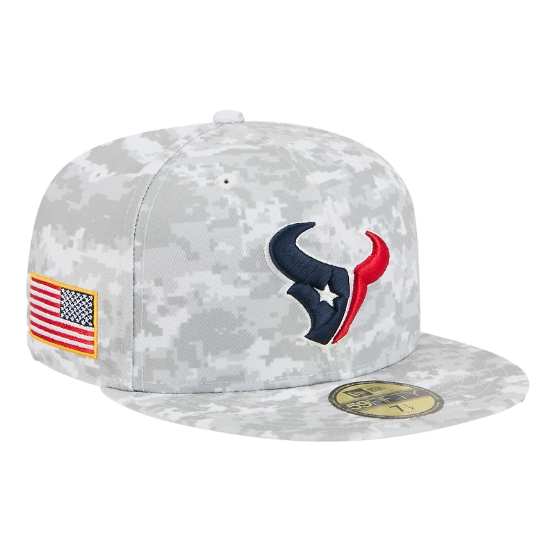 Men's New Era Gray Houston Texans 2025 Salute to Service Fan Pack 59FIFTY Fitted Hat