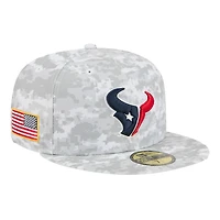 Men's New Era  Gray Houston Texans 2025 Salute to Service Fan Pack 59FIFTY Fitted Hat