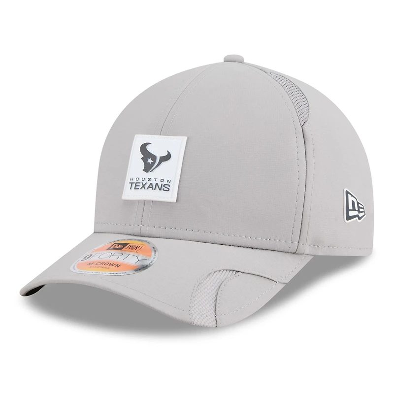Casquette ajustable New Era grise Houston Texans 2025 Sideline M-Crown 9FORTY pour homme