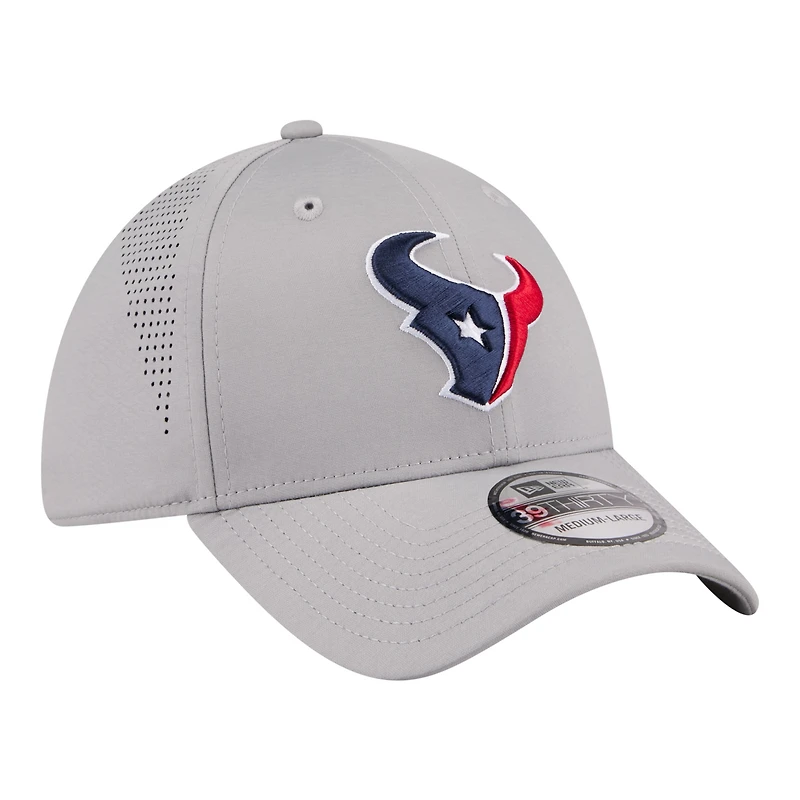 Casquette New Era Flex grise pour homme, modèle Houston Texans, perforée 39THIRTY