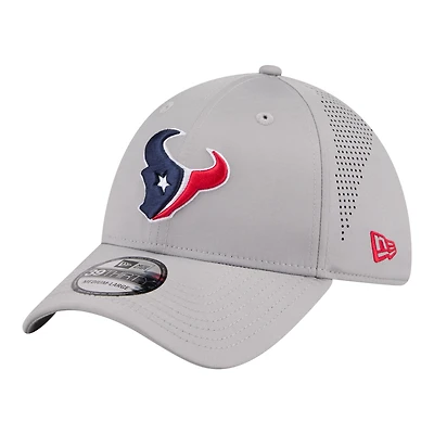Casquette New Era Flex grise pour homme, modèle Houston Texans, perforée 39THIRTY