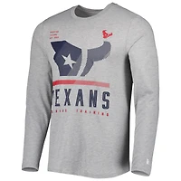 T-shirt à manches longues pour homme Houston Texans Combine Authentic Red Zone New Era gris chiné