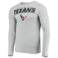 T-shirt à manches longues New Era gris chiné pour homme Houston Texans Combine Authentic Stated