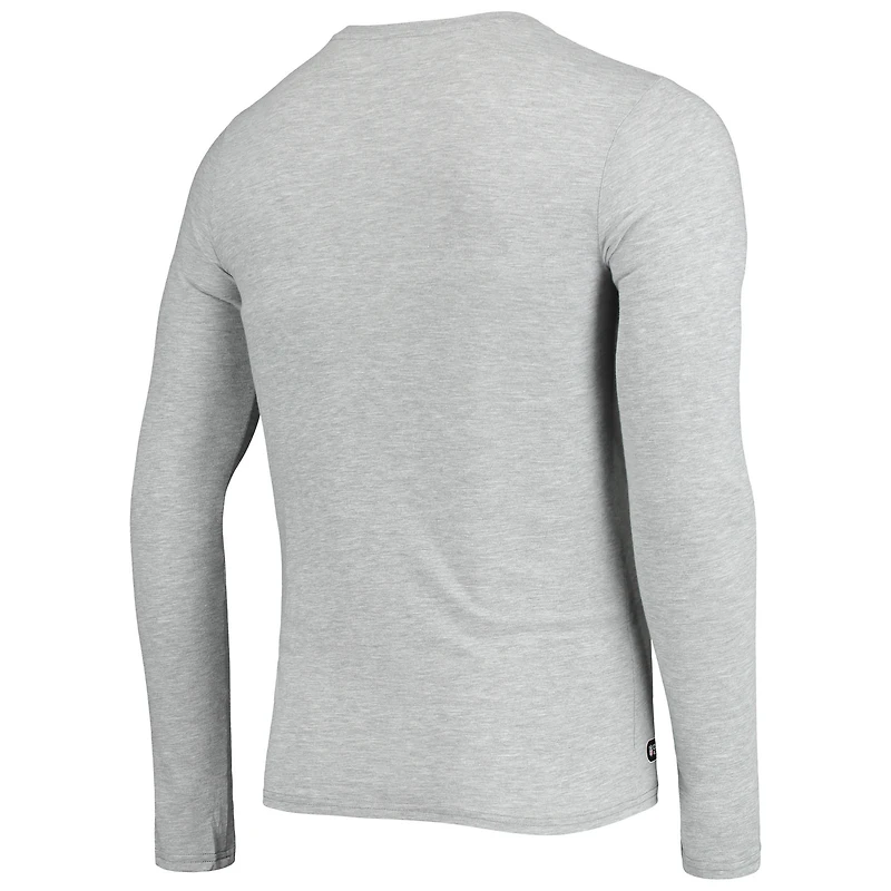 T-shirt à manches longues New Era gris chiné pour homme Houston Texans Combine Authentic Stated