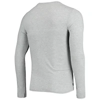 T-shirt à manches longues New Era gris chiné pour homme Houston Texans Combine Authentic Stated