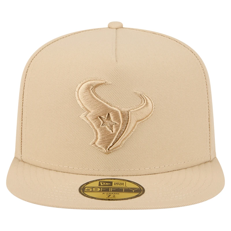 Men's New Era  Light Beige Houston Texans Color Pack A-Frame 59FIFTY Fitted Hat