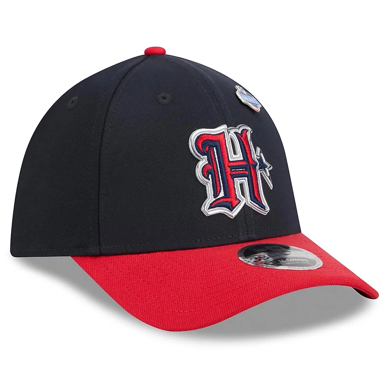 Casquette New Era Flex bleu marine/rouge Houston Texans, repêchage NFL 2026, modèle 39THIRTY M-Crown