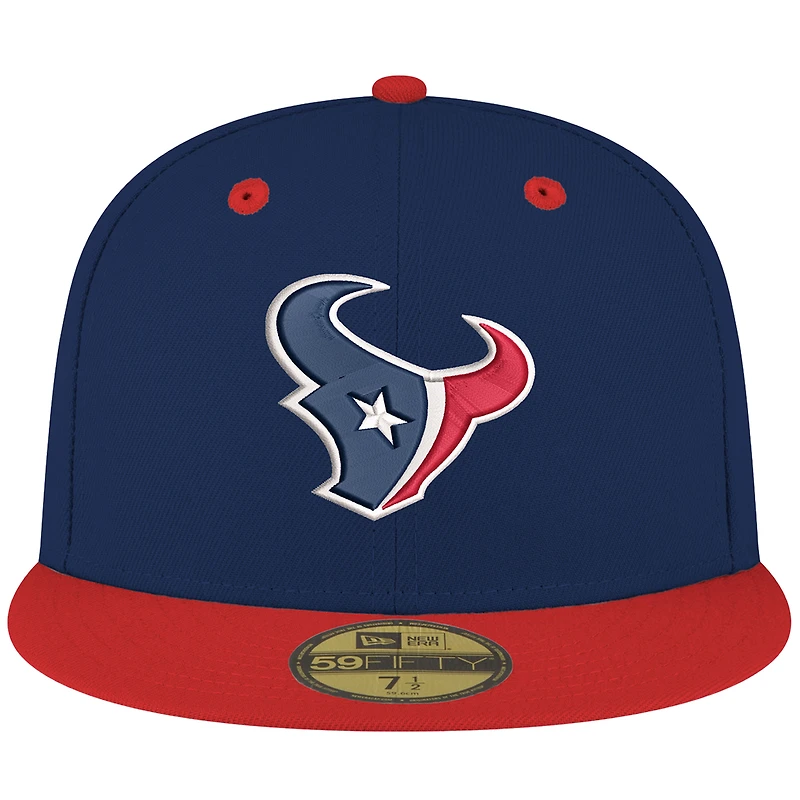 Casquette ajustée bicolore 59FIFTY bleu marine/rouge pour homme des Houston Texans Flipside de New Era