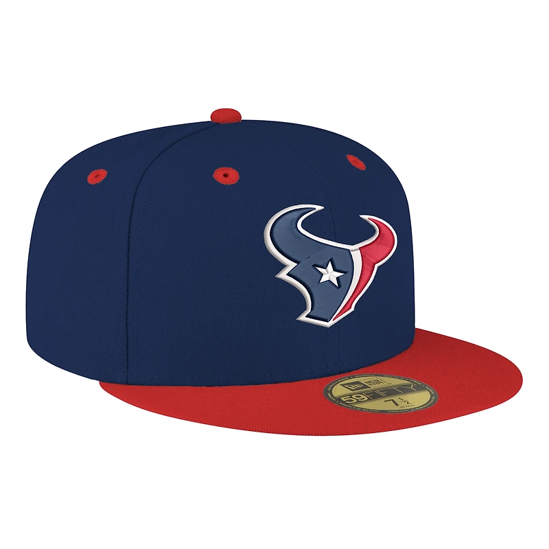 Casquette ajustée bicolore 59FIFTY bleu marine/rouge pour homme des Houston Texans Flipside de New Era
