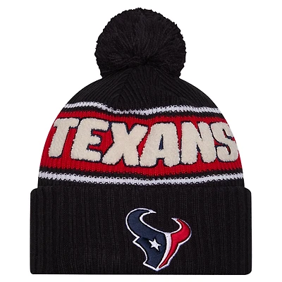 Men's New Era Navy Houston Texans 2024 Sideline Cuffed Knit Hat with Pom