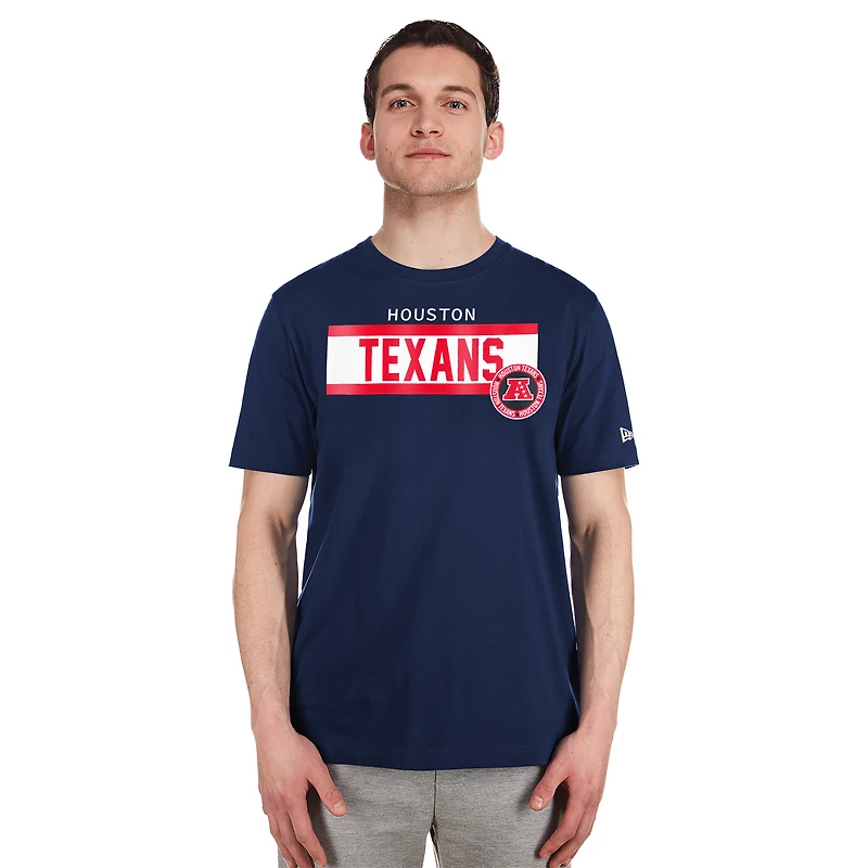 Men's New Era  Navy Houston Texans 3rd Down High Density Print T-Shirt