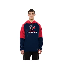 Sweat à capuche raglan blocs de couleurs authentiques des Houston Texans New Era pour homme, bleu marine
