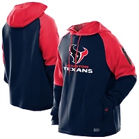 Men's New Era  Navy Houston Texans Combine Authentic Color Block Raglan Pullover Hoodie