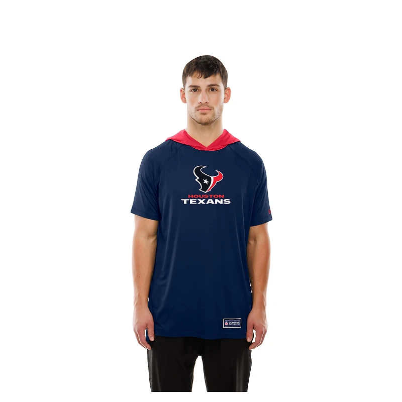 Men's New Era  Navy Houston Texans Combine Authentic Hooded Raglan Short-Sleeve T-Shirt