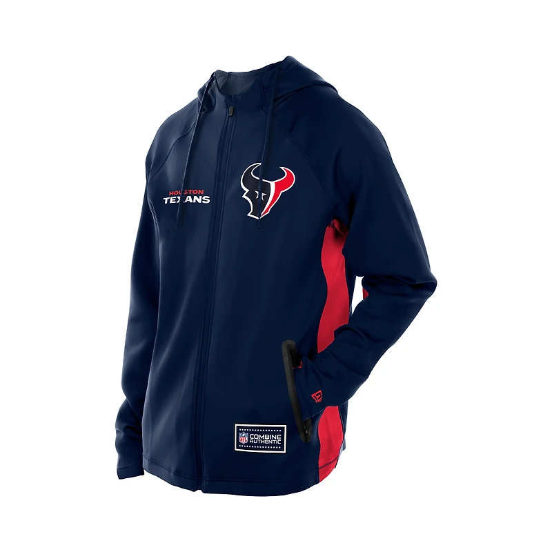 Men's New Era  Navy Houston Texans Combine Authentic Raglan Scuba Full-Zip Hoodie