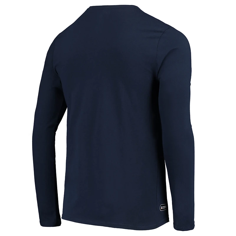 T-shirt à manches longues New Era bleu marine pour homme Houston Texans Combine Authentic Split Line