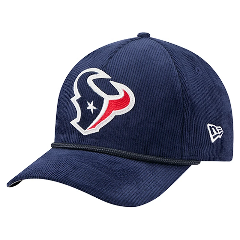 Casquette ajustable New Era 9FORTY A-Frame bleu marine Houston Texans en velours côtelé pour homme