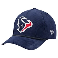 Casquette ajustable New Era 9FORTY A-Frame bleu marine Houston Texans en velours côtelé pour homme