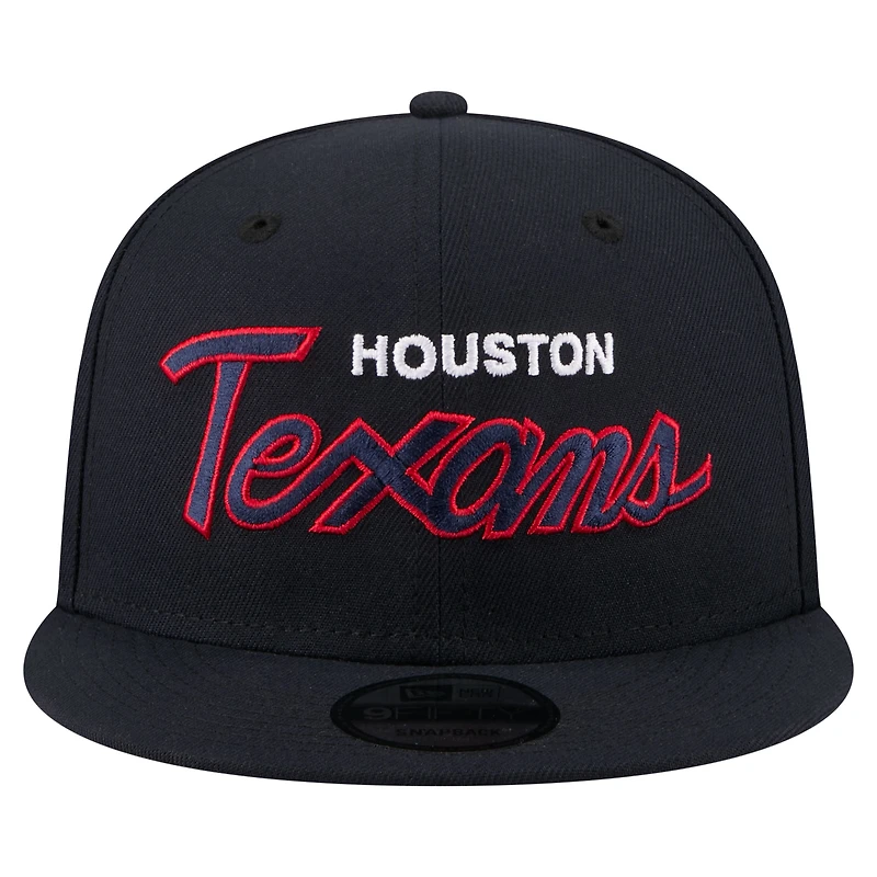 Men's New Era Navy Houston Texans Core Team Script 9FIFTY Snapback Hat