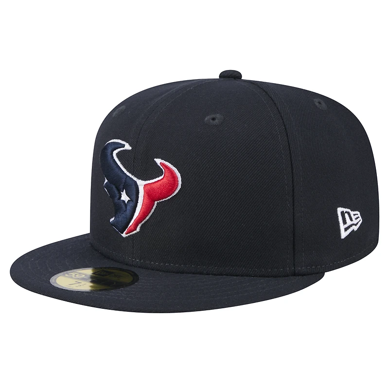Casquette ajustée New Era Main 59FIFTY bleu marine pour homme des Houston Texans