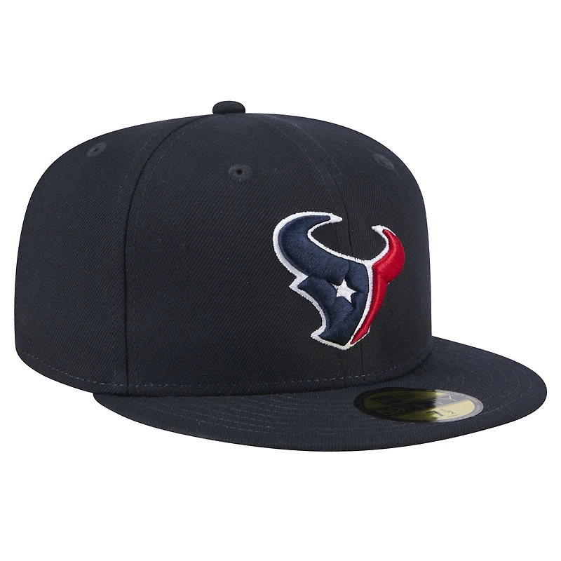 Casquette ajustée New Era Main 59FIFTY bleu marine pour homme des Houston Texans