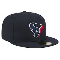 Casquette ajustée New Era Main 59FIFTY bleu marine pour homme des Houston Texans