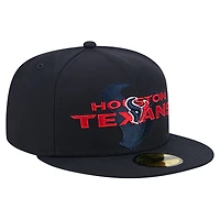 Men's New Era  Navy Houston Texans Overlap Wordmark 59FIFTY Fitted Hat