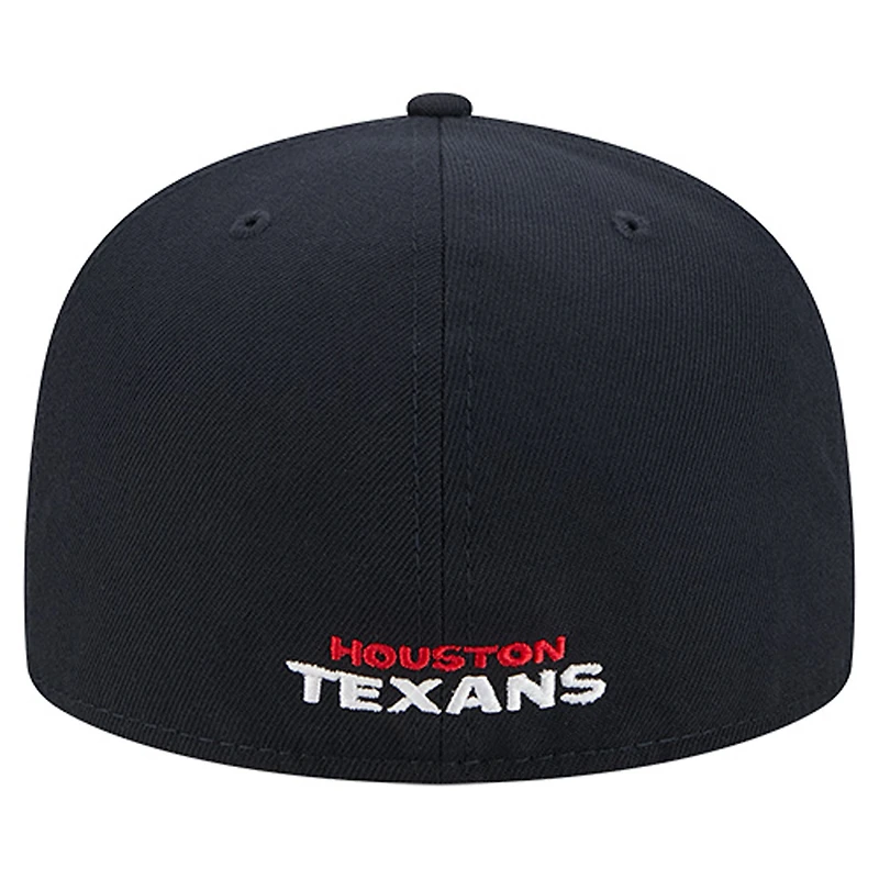 Casquette ajustée New Era 59FIFTY bleu marine Houston Texans Overlap Wordmark pour homme