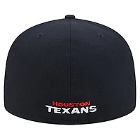 Men's New Era  Navy Houston Texans Overlap Wordmark 59FIFTY Fitted Hat