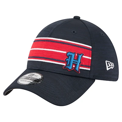 Casquette New Era 39THIRTY Flex bleu marine à rayures des Houston Texans pour homme