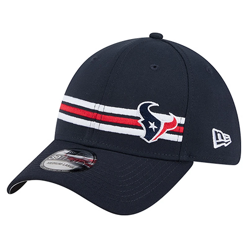 Casquette New Era 39THIRTY Flex bleu marine Houston Texans Stripes pour homme