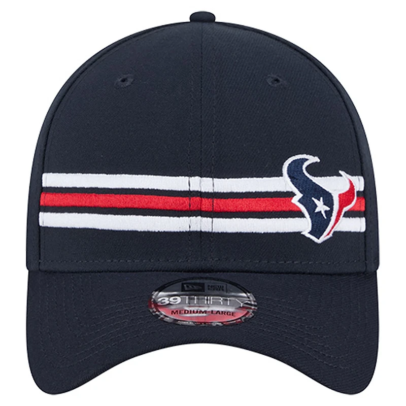 Casquette New Era 39THIRTY Flex bleu marine Houston Texans Stripes pour homme