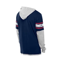 Men's New Era Navy Houston Texans Twofer Layered Long Sleeve Hoodie T-Shirt