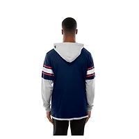 Men's New Era Navy Houston Texans Twofer Layered Long Sleeve Hoodie T-Shirt