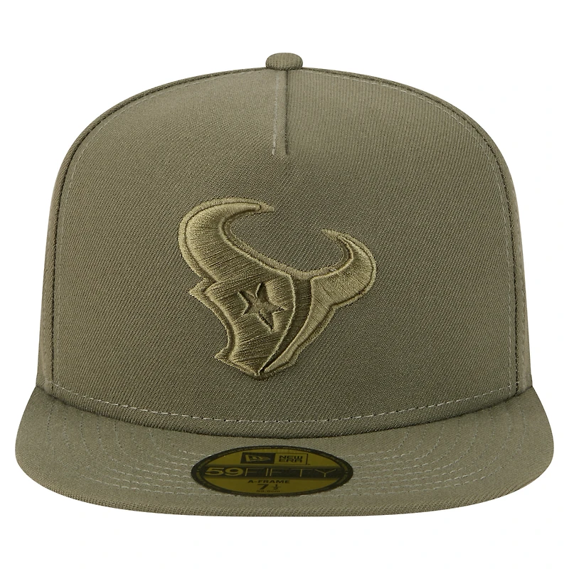 Men's New Era Olive Houston Texans Color Pack A-Frame 59FIFTY Fitted Hat