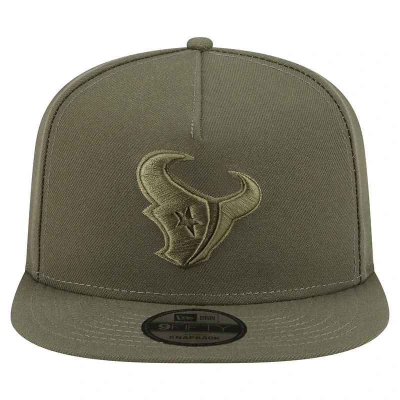 Casquette snapback A-Frame 9FIFTY pour homme New Era, coloris olive, Houston Texans