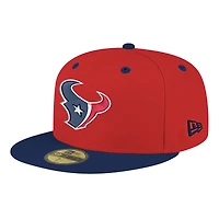 Casquette ajustée bicolore 59FIFTY Flipside pour homme des Houston Texans de New Era rouge/bleu marine