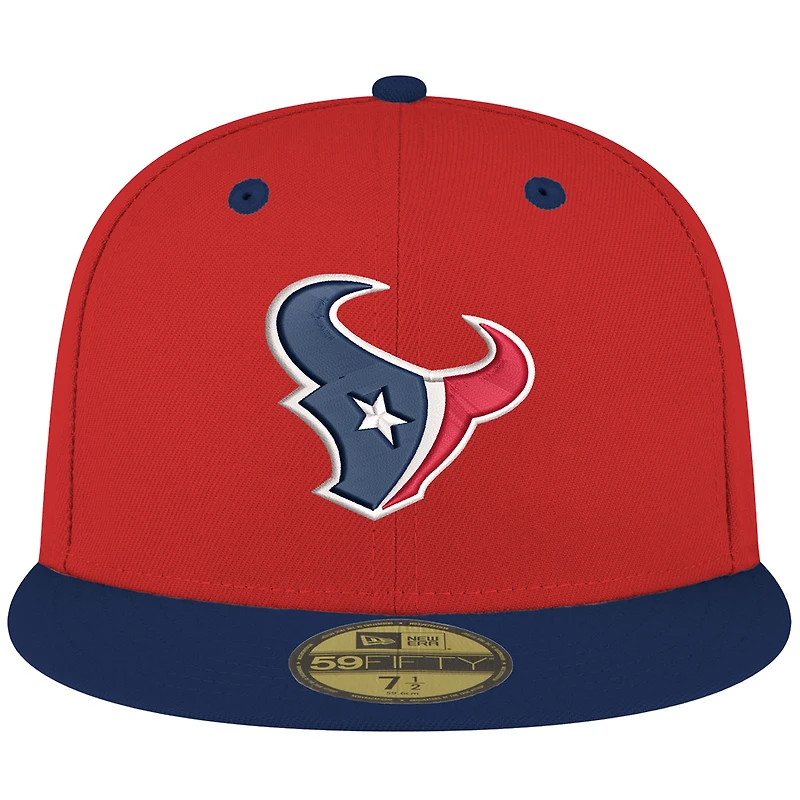 Casquette ajustée bicolore 59FIFTY Flipside pour homme des Houston Texans de New Era rouge/bleu marine