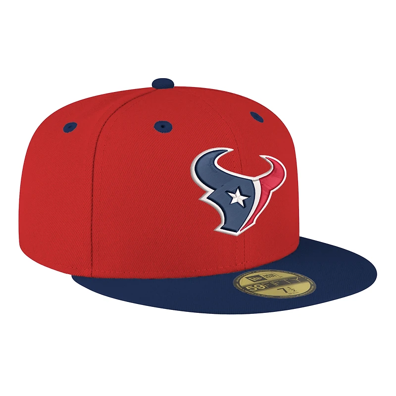 Casquette ajustée bicolore 59FIFTY Flipside pour homme des Houston Texans de New Era rouge/bleu marine